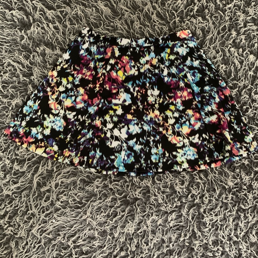 Black Multicolor “Blur” Floral Skirt
